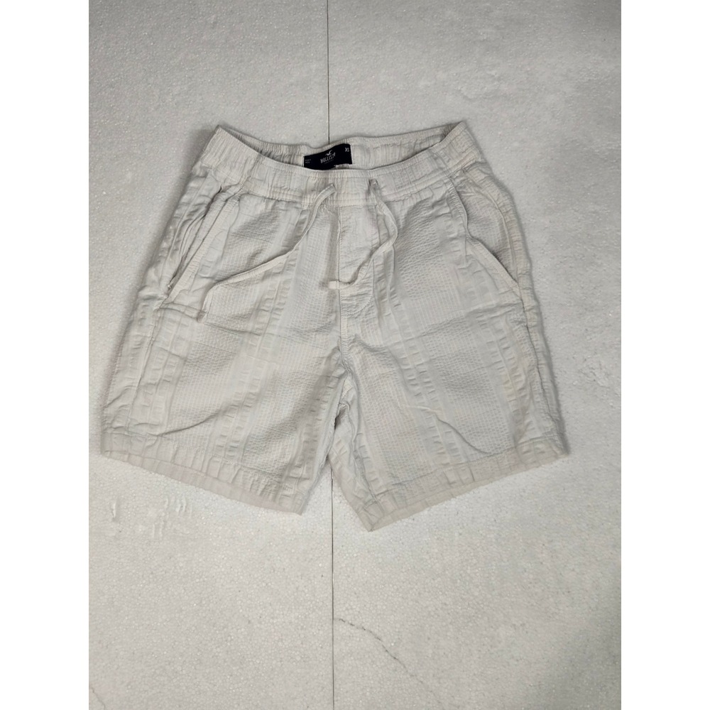 Hollister Men's White‎ Textured Drawstring Shorts Size XS Elastic Waist Casual